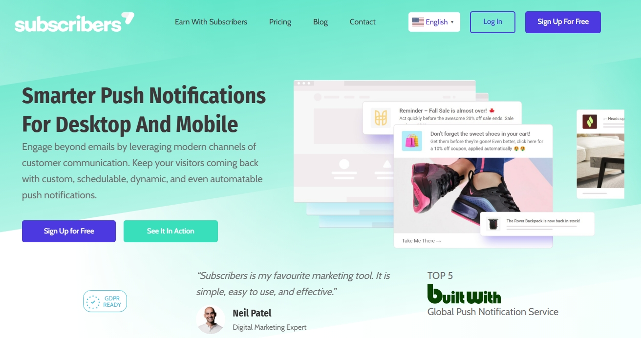 Subscribers website homepage