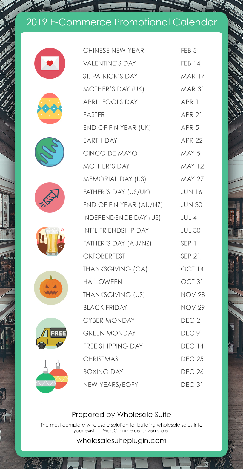 Wholesale Suite 2019 E-Commerce Promotional Calendar