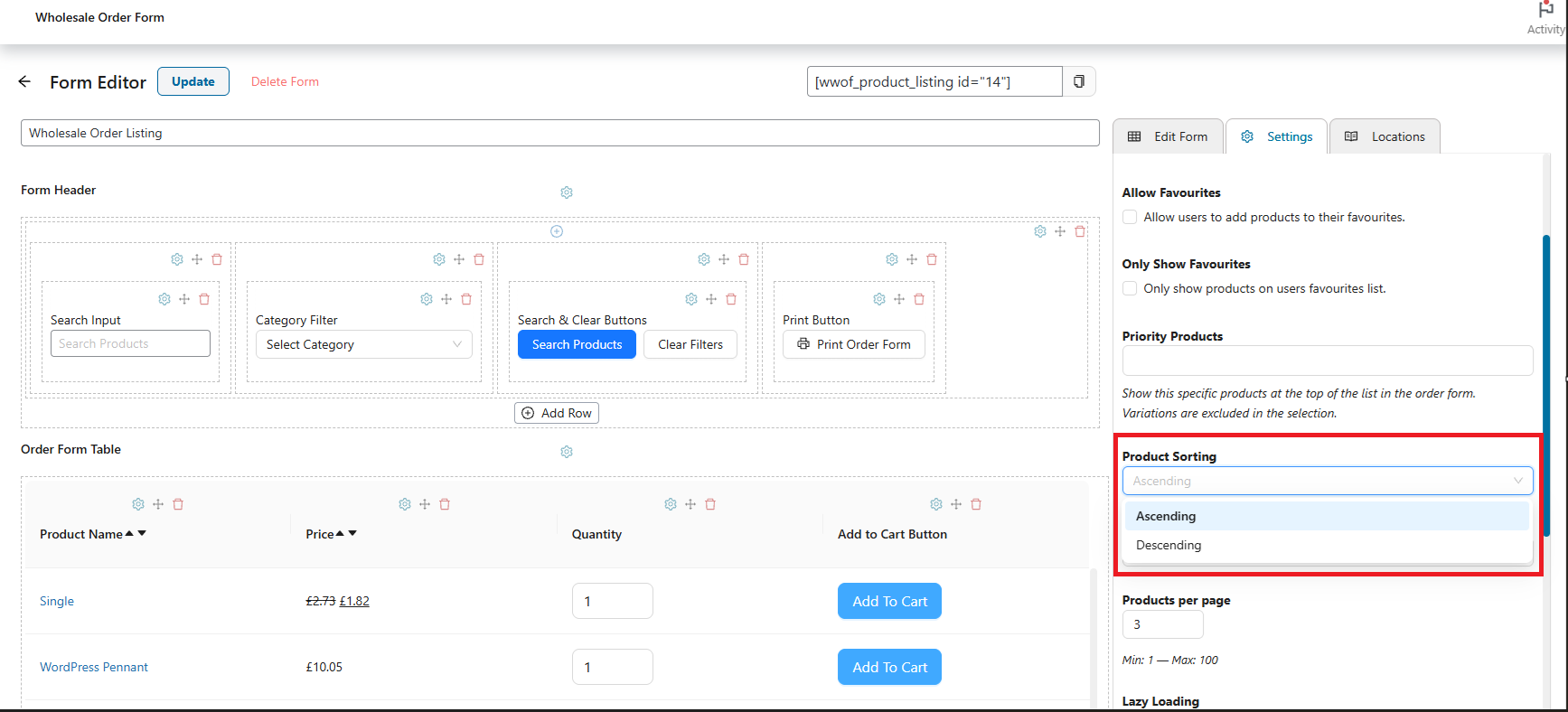 C4911075-10A2-4902-BA3C-3DF371ADF869 - Wholesale Suite Product Sorting Option dropdown with Ascending as selected option
