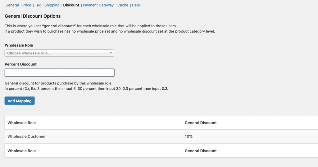 Set global percentage based discount per wholesale role in WooCommerce