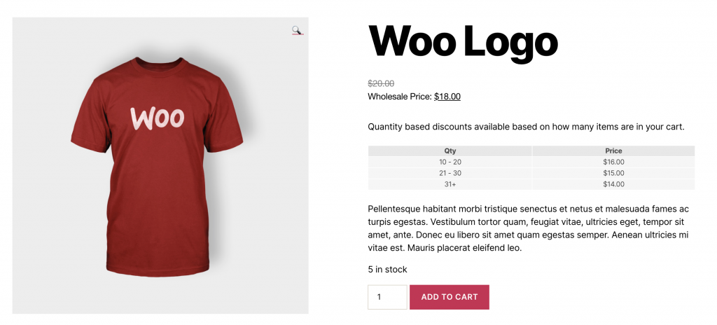 Display table of quantity discounts in WooCommerce
