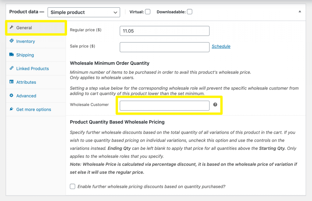 Creating a product-based wholesale quantity minimum.