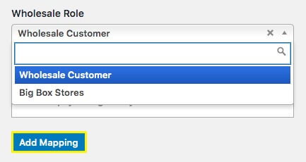 Choosing a Wholesale Role to map.