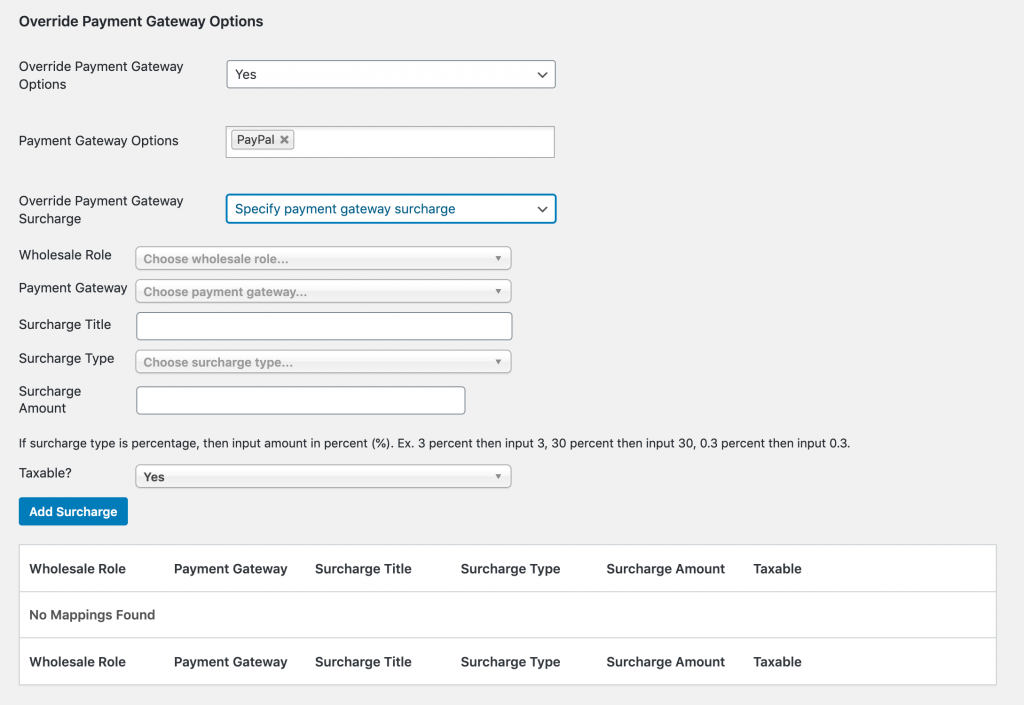 Creating a user-specific surcharge fee.