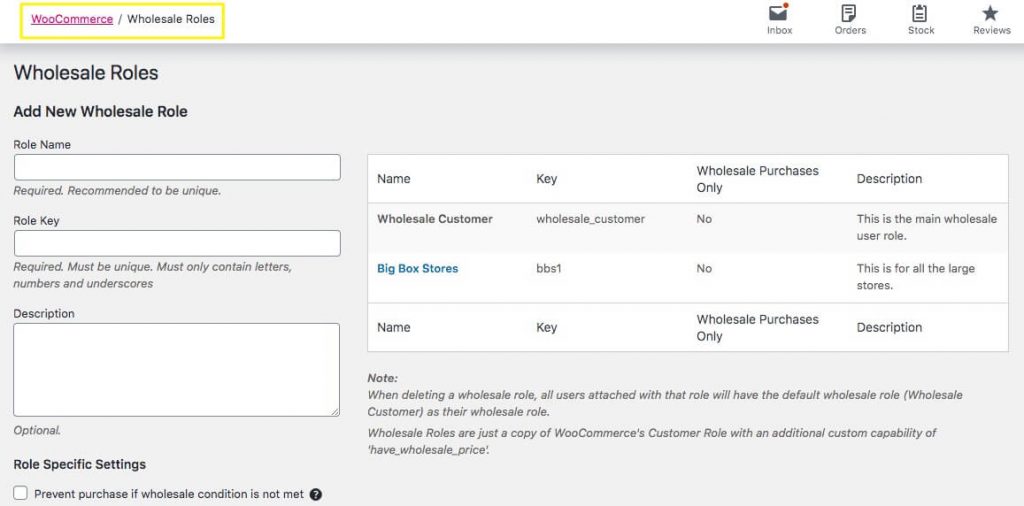 Creating a new Wholesale Role in WooCommerce.