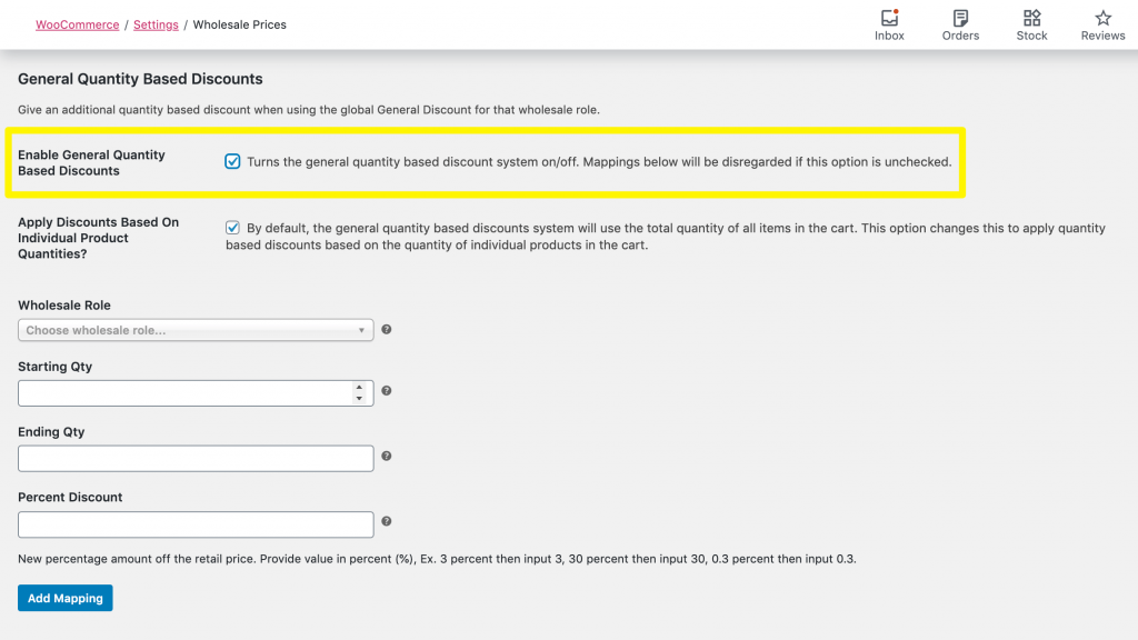 Enabling quantity based prices.