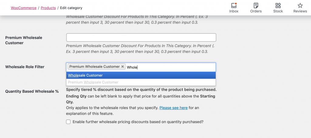 Adding roles to the Wholesale Role Filter to hide a product category from retail customers.