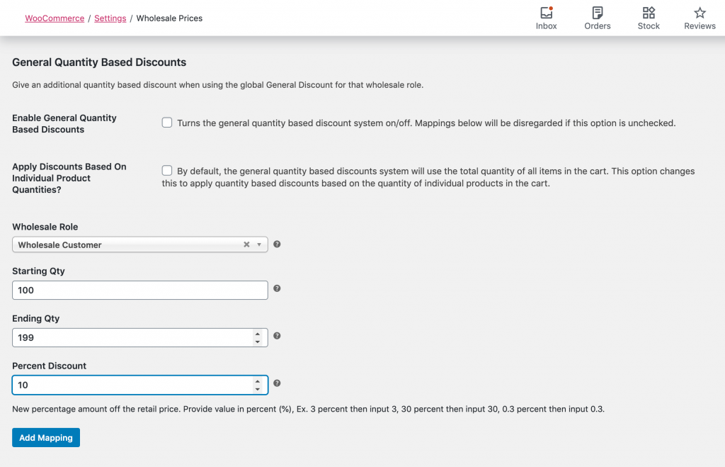 Setting general quantity based discounts.