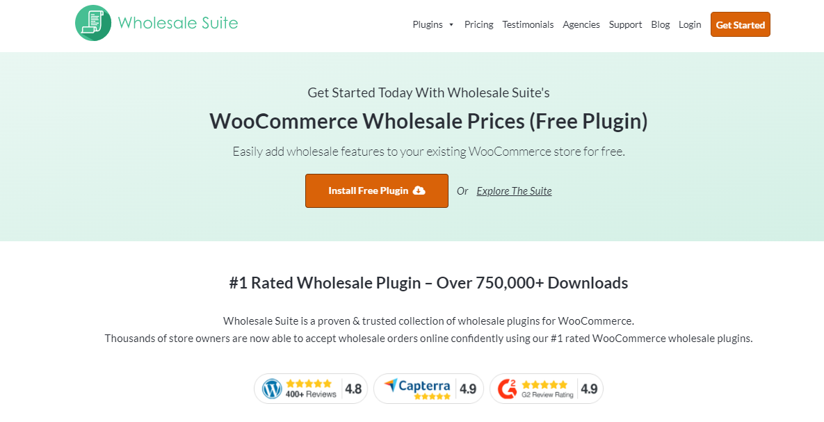 Wholesale suite plugin homepage