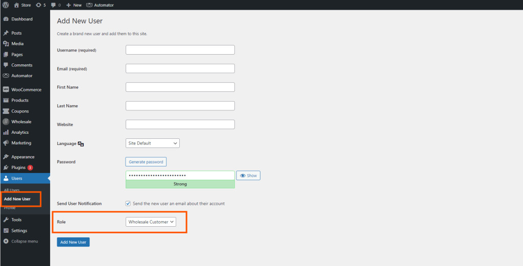 How to assign roles to wholesale customers
