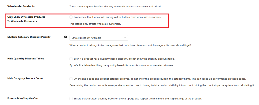 87BDF20E-2EC7-470D-B7AB-4CBC5EDFE205 - Wholesale Suite Only Show Wholesale Products To Wholesale Customers checkbox in WooCommerce Wholesale Prices Premium general settings