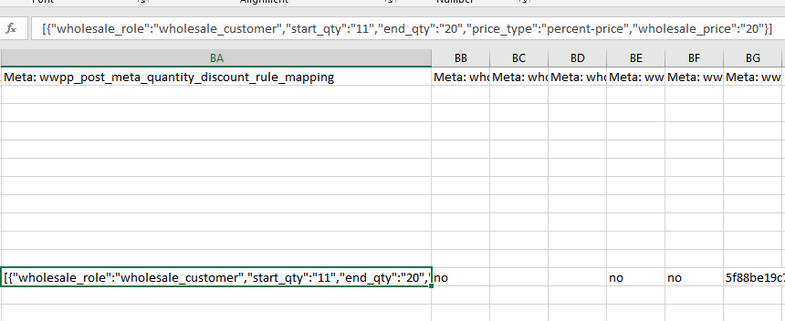 The quantity-based discount rule in a CSV file.