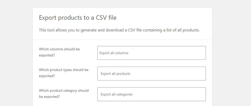 Exporting a CSV of your products