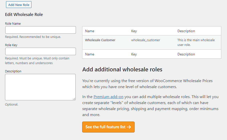 Setting up a wholesale customer user role 