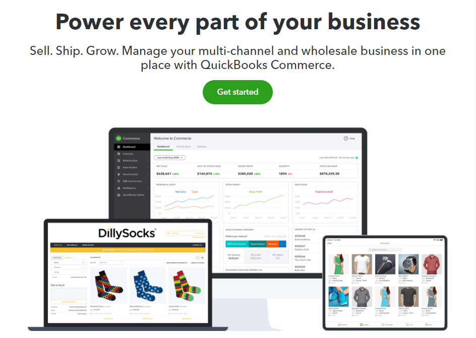 The QuickBooks Commerce homepage