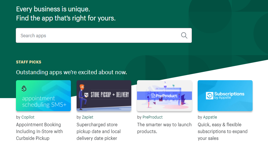 The Shopify app store