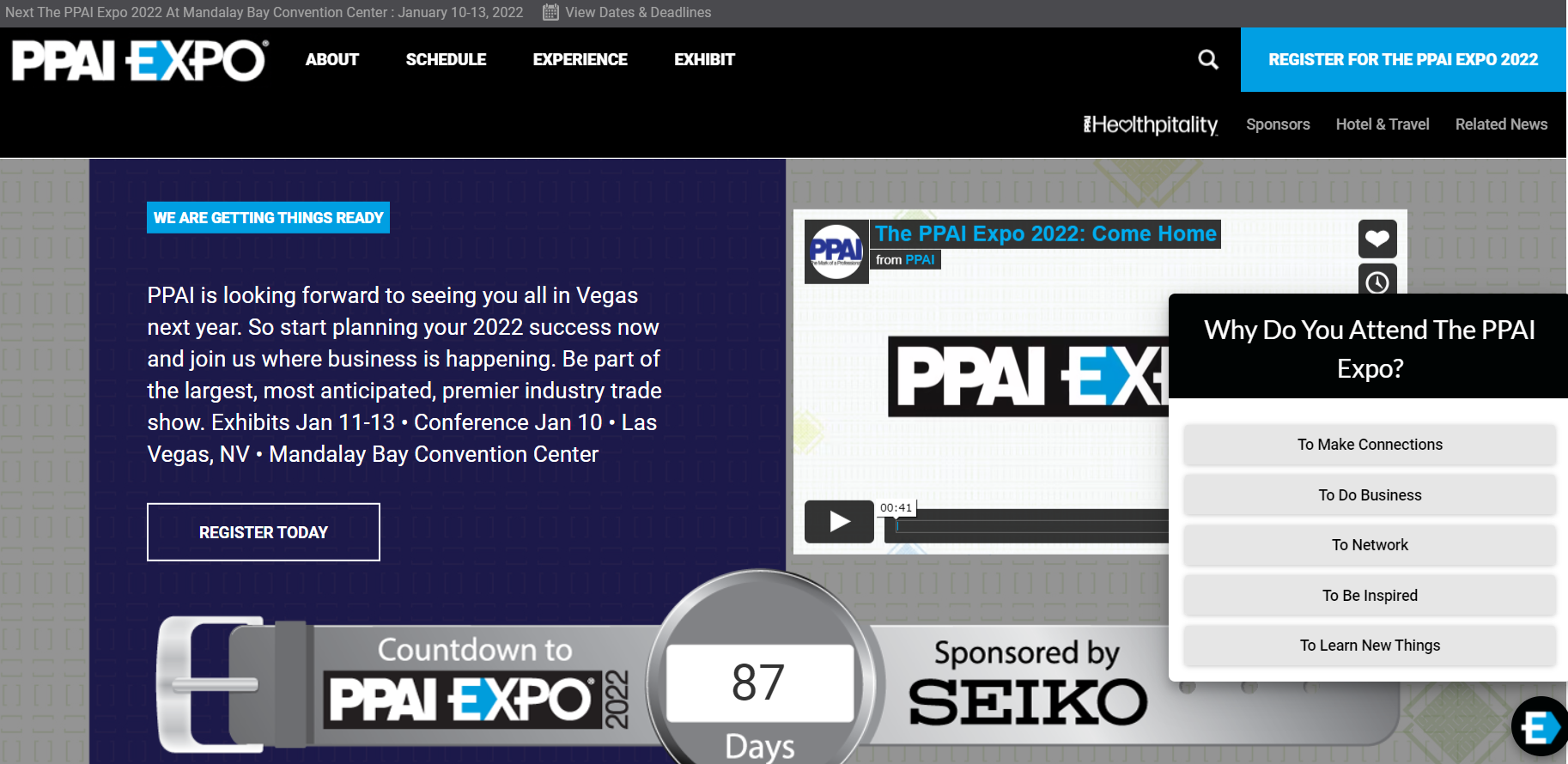 The PPAI Expo tradeshow website
