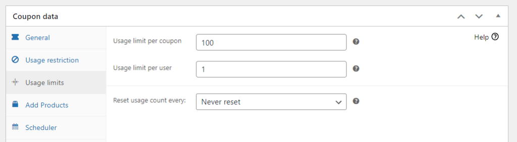 Configuring coupon usage limits 