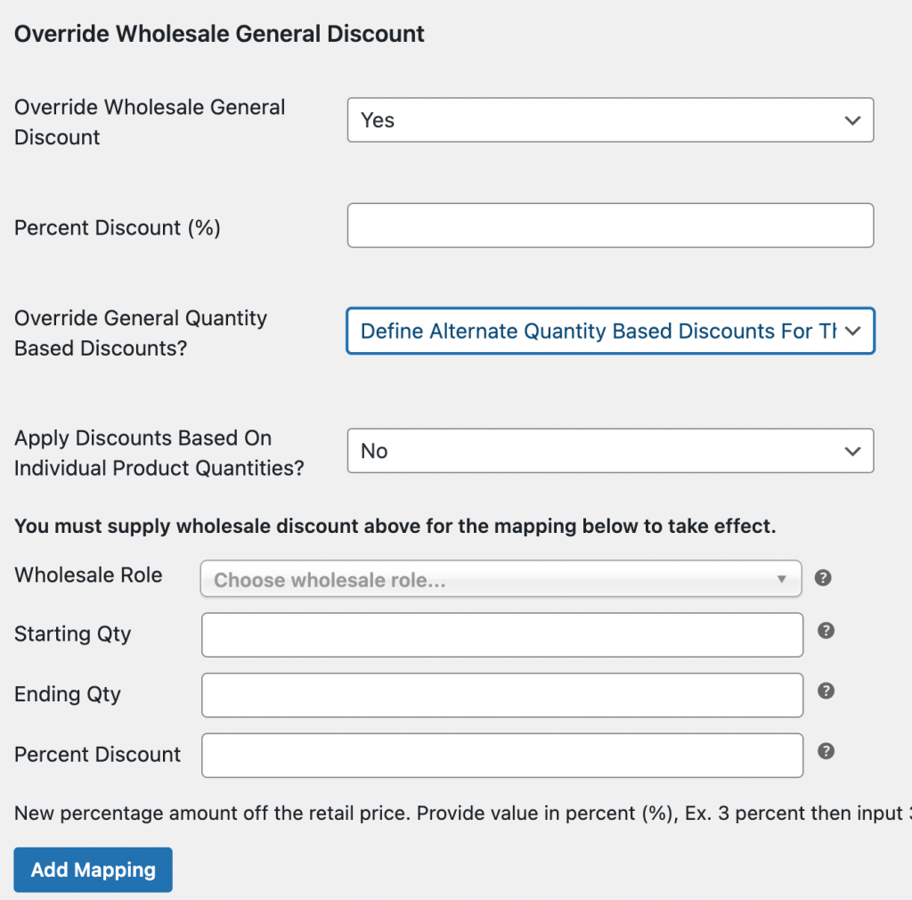 Set quantity discounts.