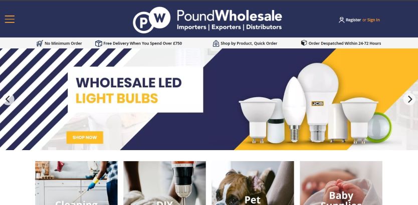 Poundwholesale website. 