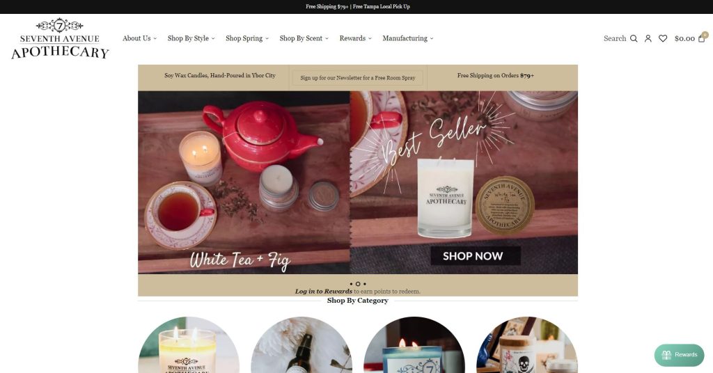 E-commerce website selling candles and fragrances. 