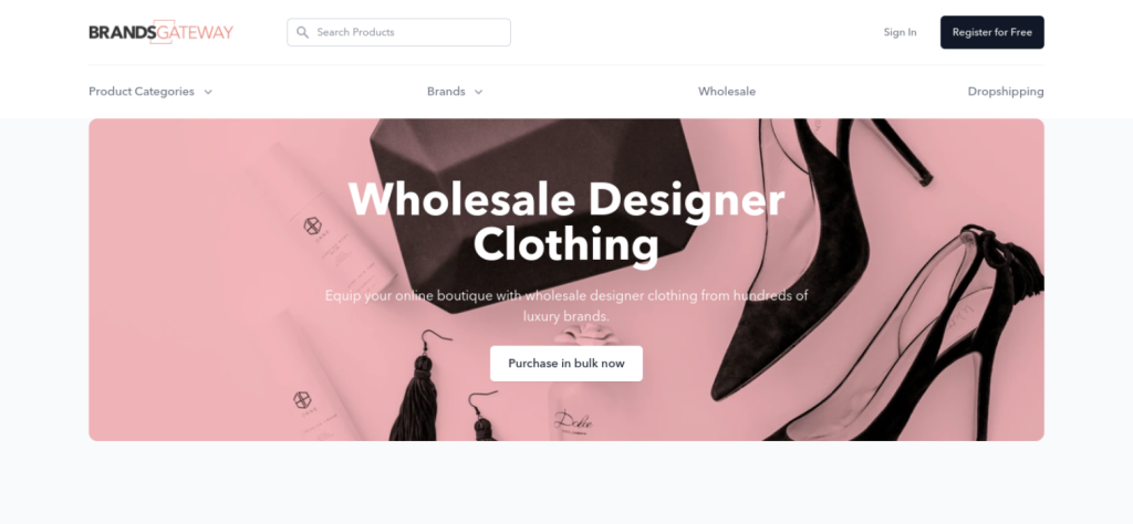 Screenshot of a website that sells designer clothing.