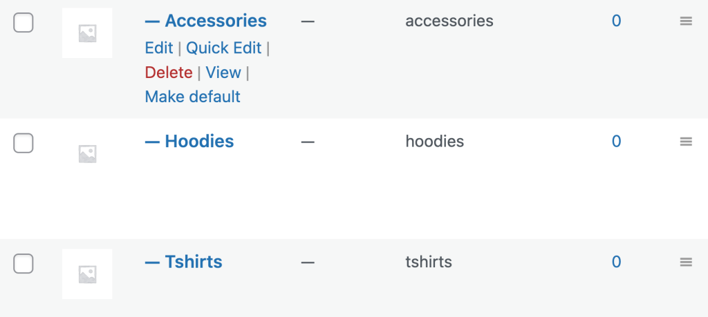 Delete accessories category