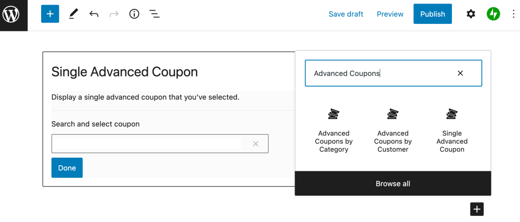 advanced coupons woocommerce blocks options