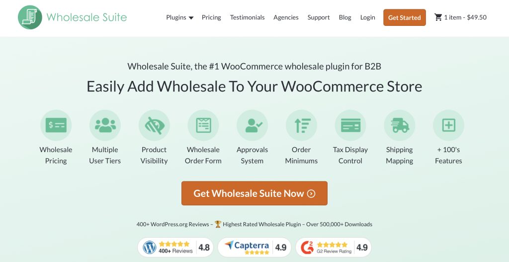 Wholesale Suite website homepage