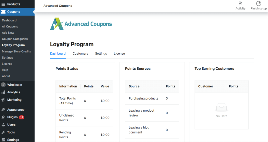 Advanced Coupons loyalty program