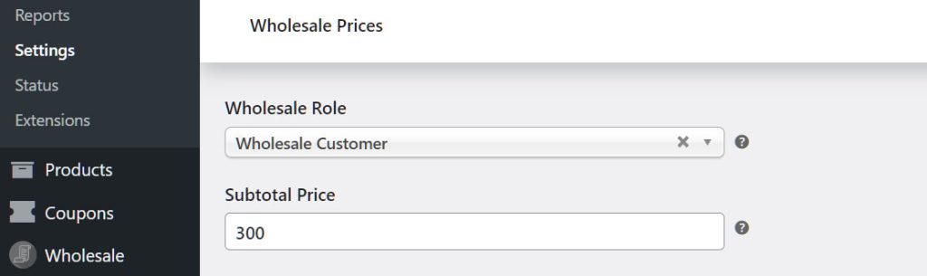 Wholesale role prices