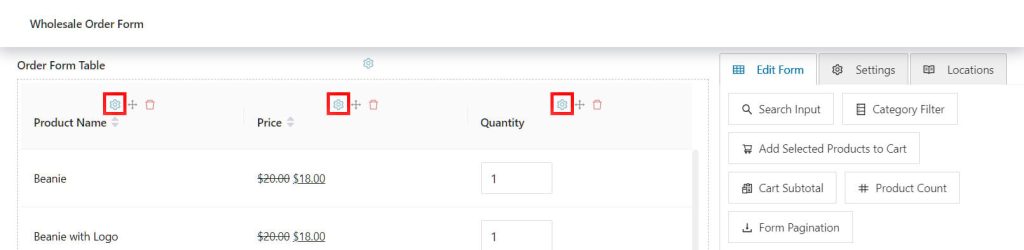 Good wholesale order management includes creating an order form with table elements