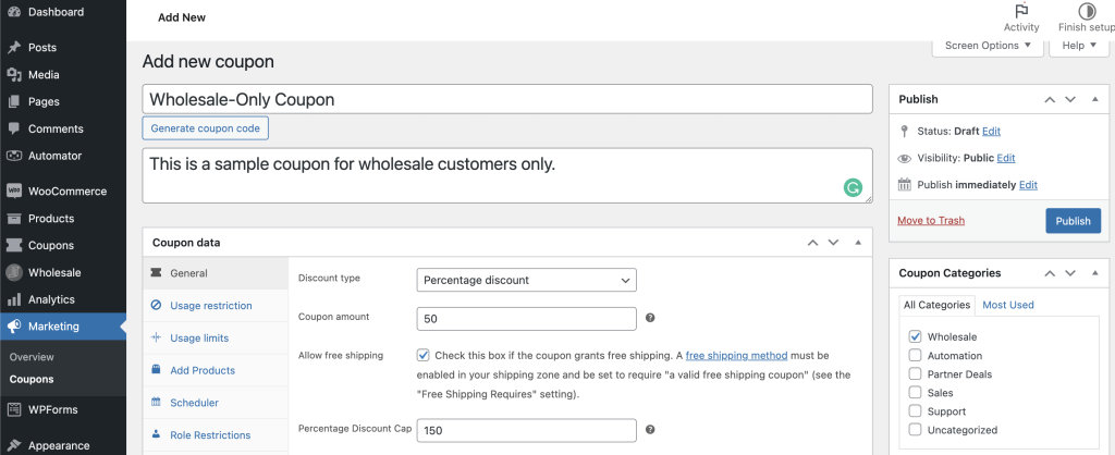 You can experiment with a variety of discount types and settings 