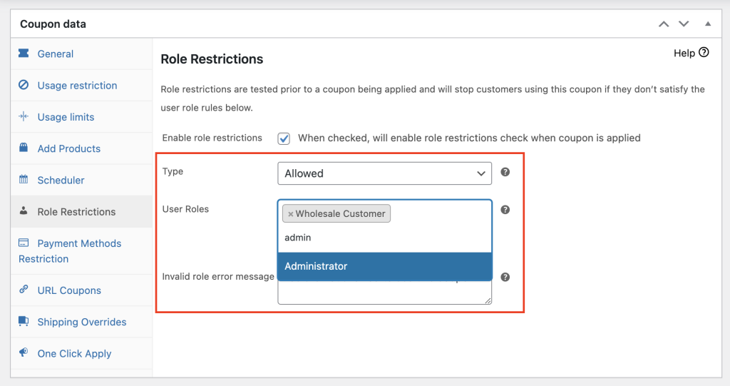 Set up the Type and User Roles for Role Restrictions