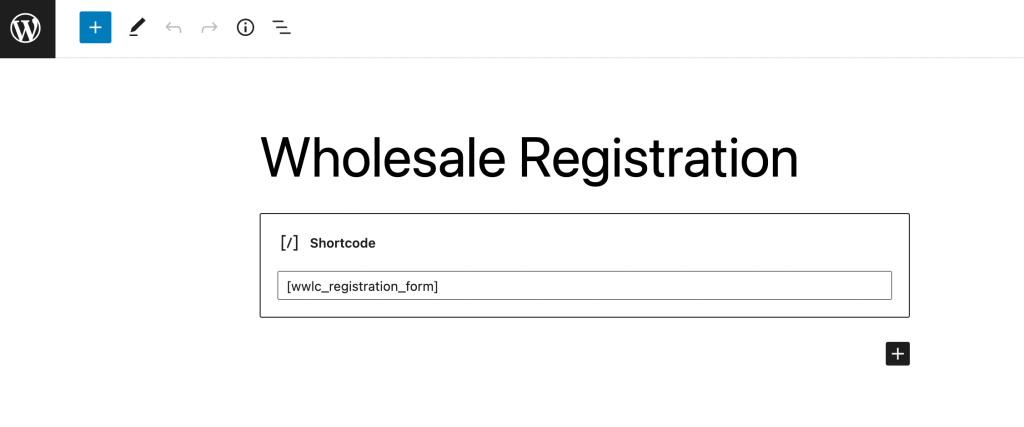 Wholesale registration page