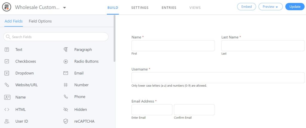 Wholesale registration form with Formidable Forms