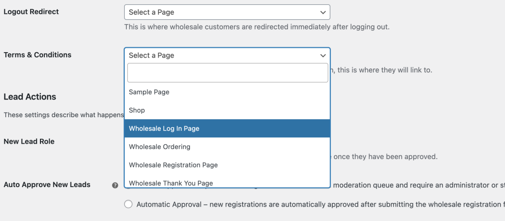 Specify the redirection page 