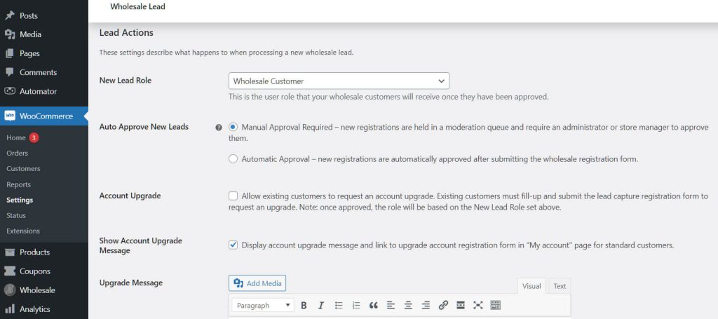 lead capture via customer registration