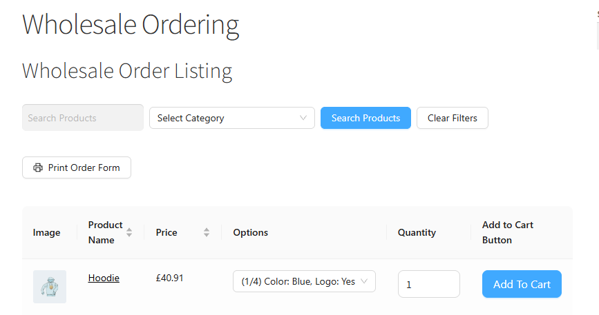 60BA1EAF-02E9-49E9-B33A-1EA9CEA1C931 - Wholesale Suite Combo variation style on the live order form — single consolidated dropdown