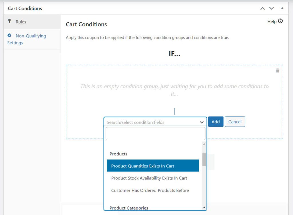 Advanced Coupons' cart conditions allows you to choose how many products a customer must purchase before they can receive a wholesale discount code.