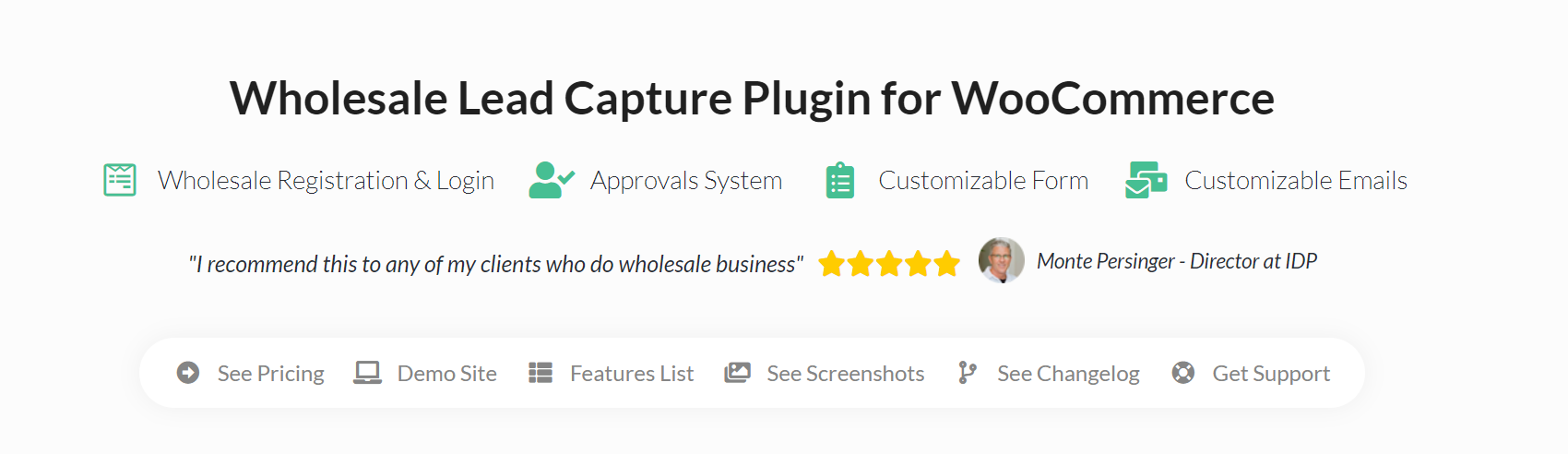 Wholesale Lead Capture website landing page