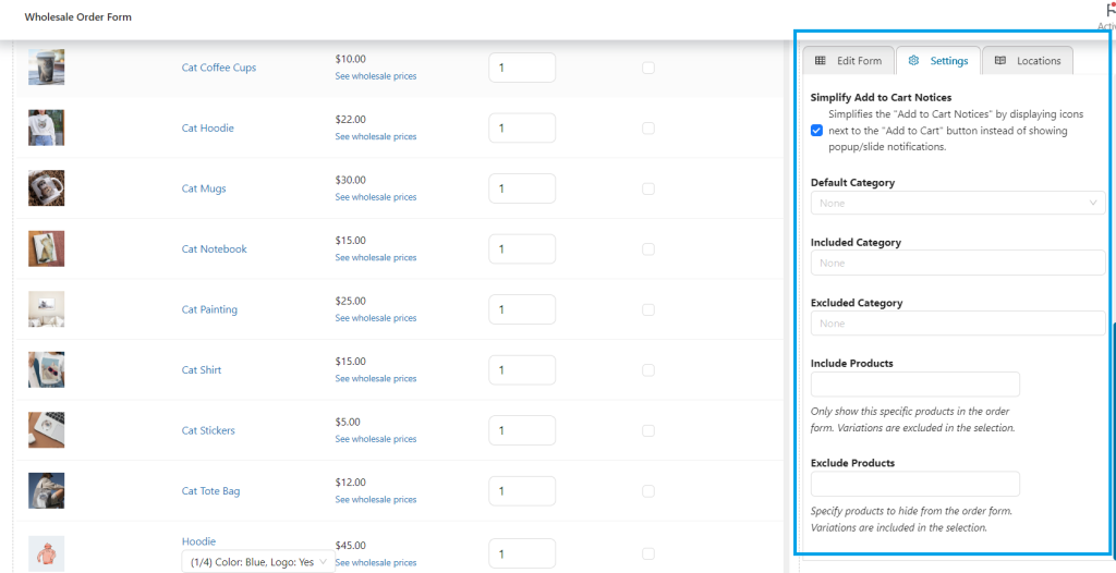 Include or exclude certain products and categories from WooCommerce product list 