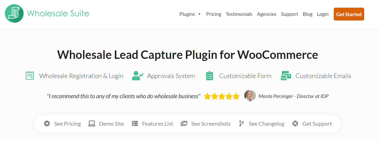 Wholesale Lead Capture website landing page