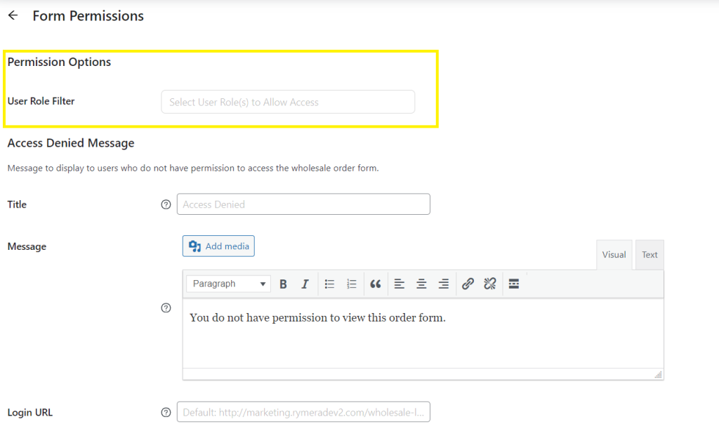 Tailoring form permissions