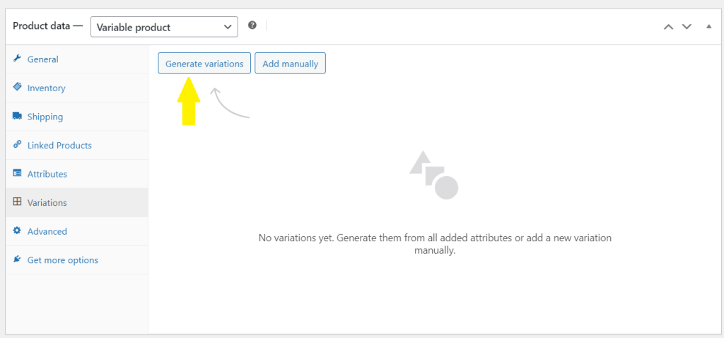 Generating WooCommerce product variations