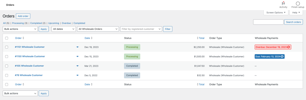 WooCommerce Invoicing: Wholesale Payments gives you complete visibility into outstanding balances