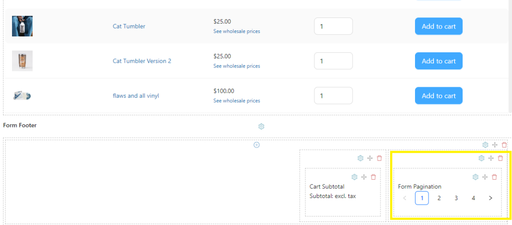 WooCommerce pagination is automatically integrated to your default order form