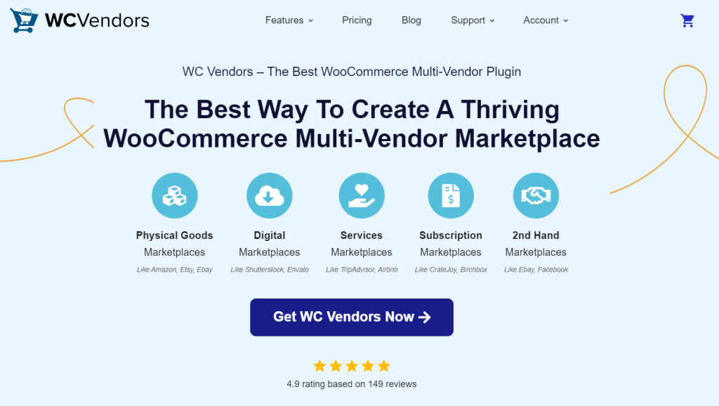 WC Vendors website homepage