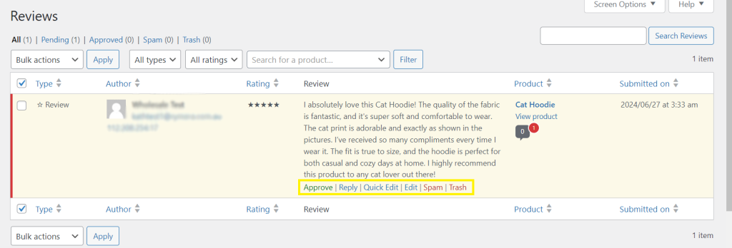 Screenshot of WooCommerce product reviews settings page. 