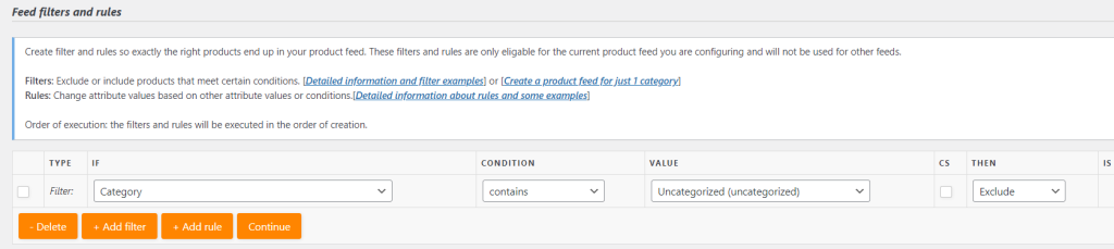 Screenshot of a WooCommerce product feed filter made with AdTribes Product Feed Elite. 